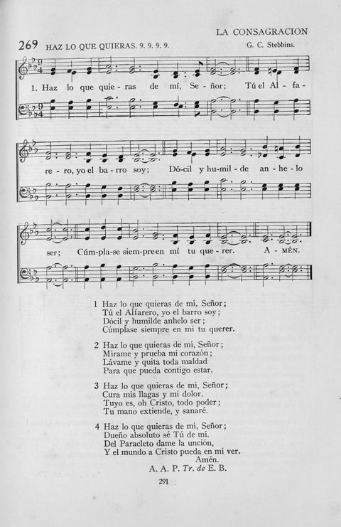 El Himnario para el uso de las Iglesias Evangelicas de Habla Espanola en Todo el Mundo page 291