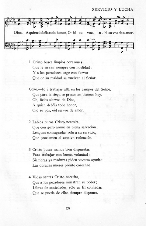 El Himnario para el uso de las Iglesias Evangelicas de Habla Espanola en Todo el Mundo page 339