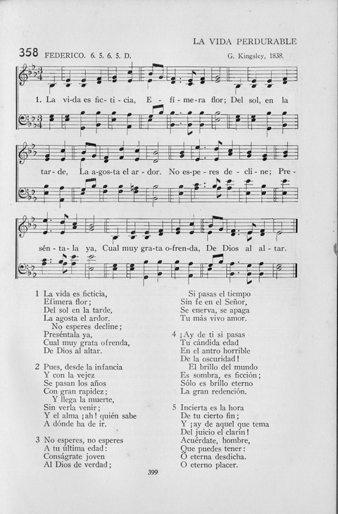 El Himnario para el uso de las Iglesias Evangelicas de Habla Espanola en Todo el Mundo page 399