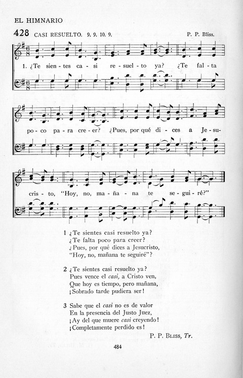 El Himnario para el uso de las Iglesias Evangelicas de Habla Espanola en Todo el Mundo page 485