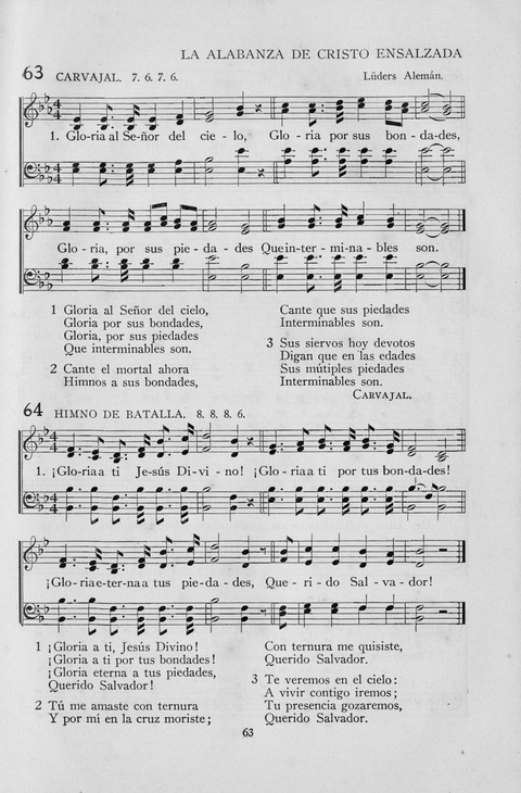 El Himnario para el uso de las Iglesias Evangelicas de Habla Espanola en Todo el Mundo page 63