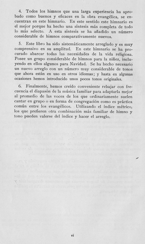 El Himnario para el uso de las Iglesias Evangelicas de Habla Espanola en Todo el Mundo page vi