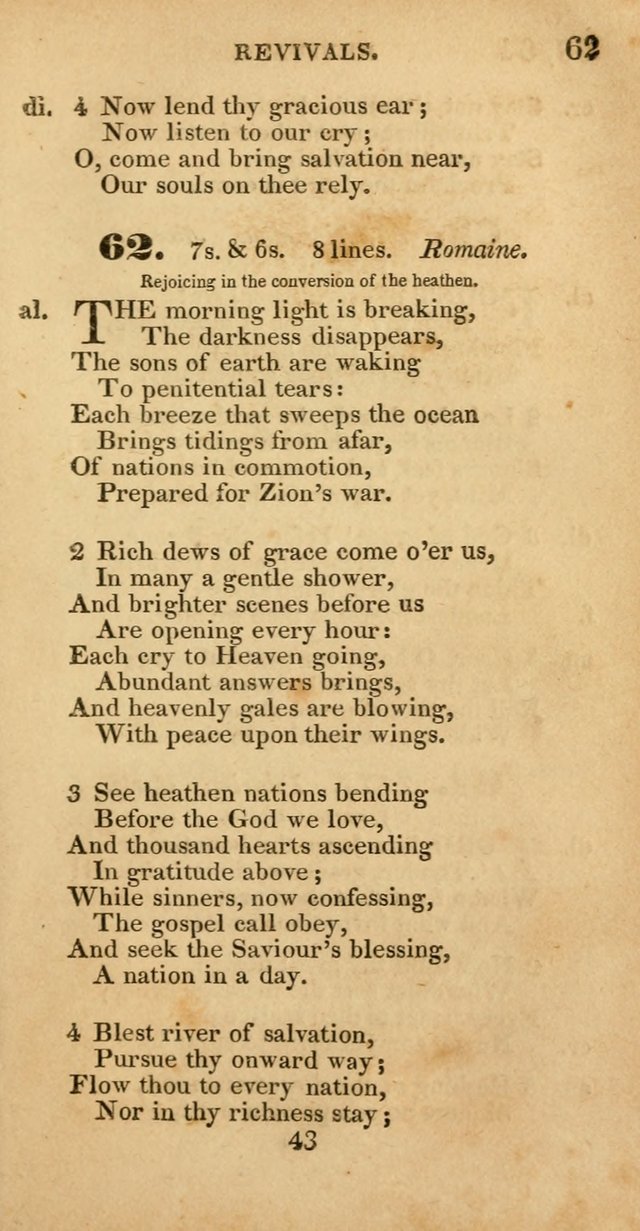 Evangelical Hymns: original and selected: designed for the use of families and private circles; for social prayer meetings, seasons of revival or oother occasions of special interest page 43