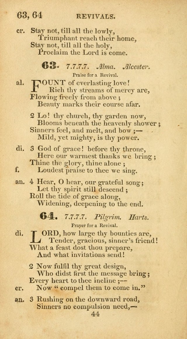 Evangelical Hymns: original and selected: designed for the use of families and private circles; for social prayer meetings, seasons of revival or oother occasions of special interest page 44