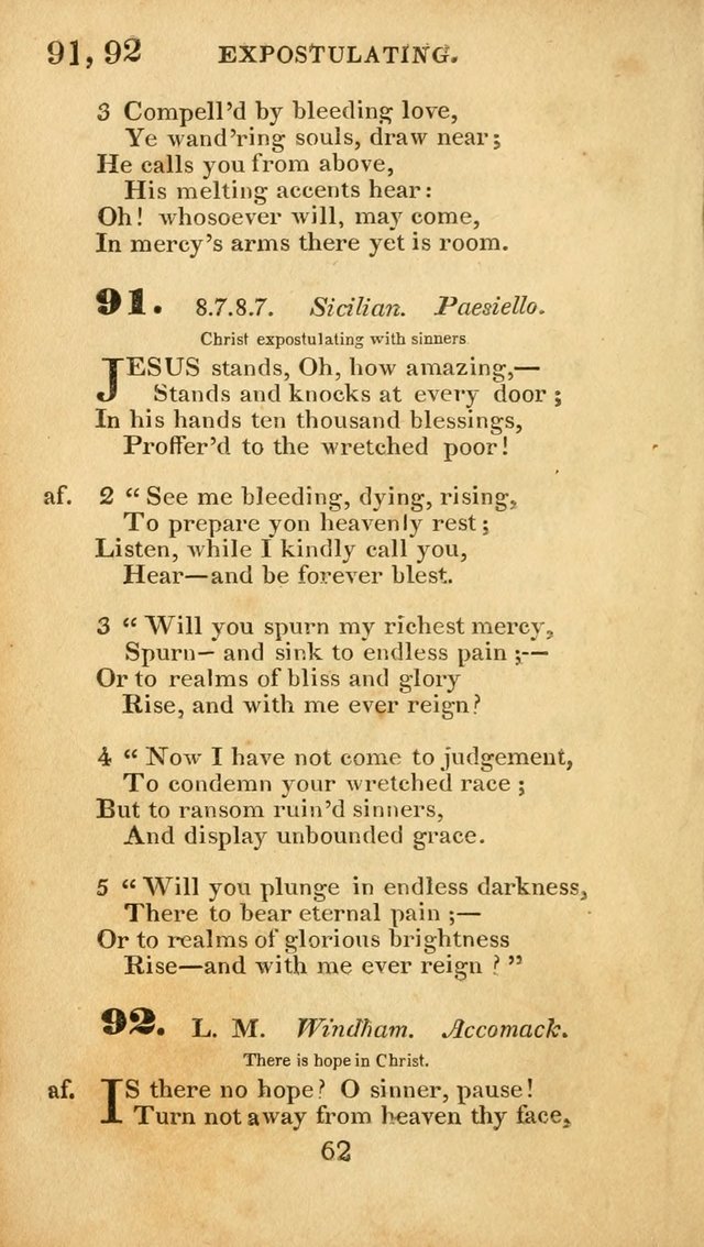 Evangelical Hymns: original and selected: designed for the use of families and private circles; for social prayer meetings, seasons of revival or oother occasions of special interest page 60