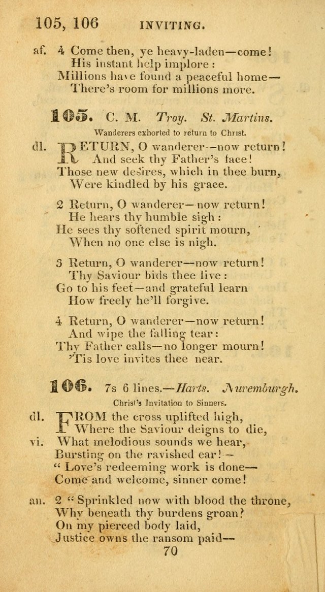 Evangelical Hymns: original and selected: designed for the use of families and private circles; for social prayer meetings, seasons of revival or oother occasions of special interest page 68