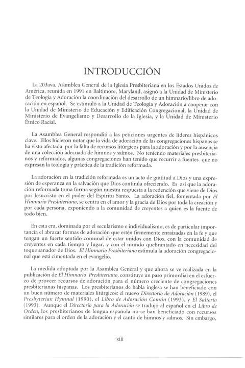 El Himnario Presbiteriano page xiii