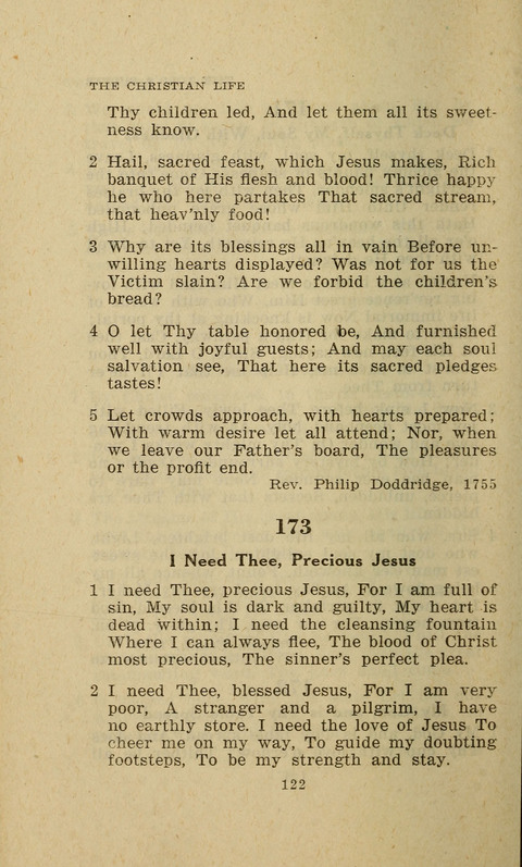 The Evangelical Hymnal. Text edition page 122