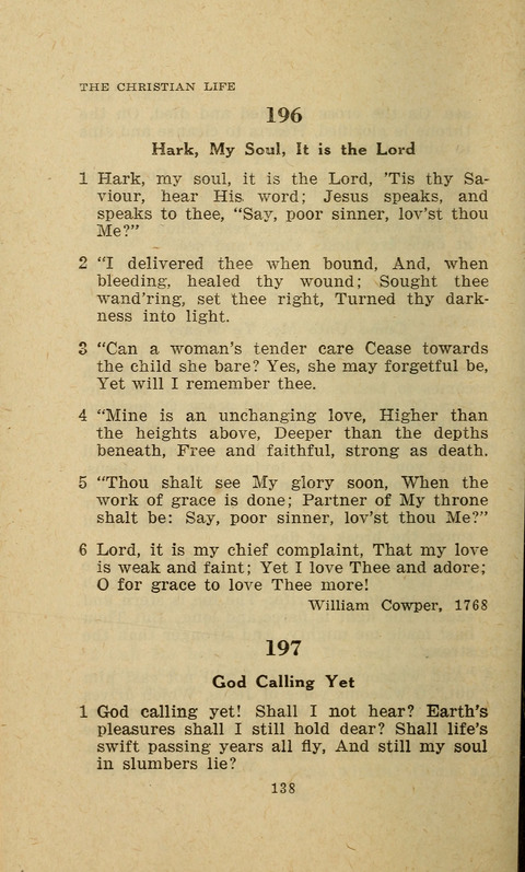 The Evangelical Hymnal. Text edition page 138