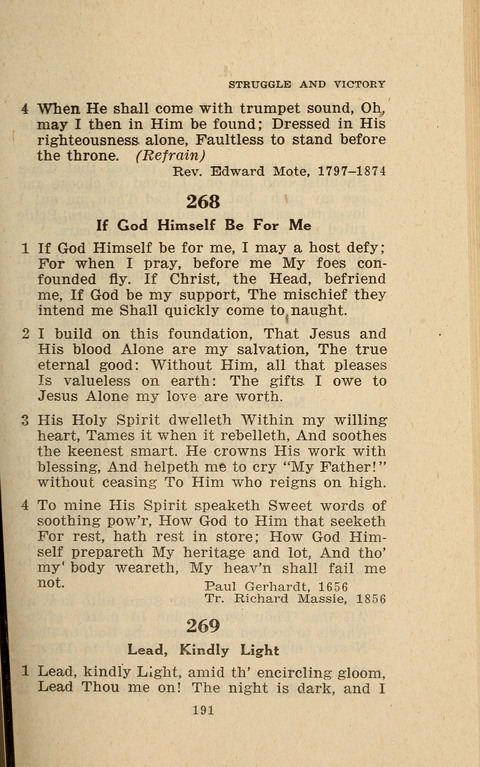 The Evangelical Hymnal. Text edition page 191