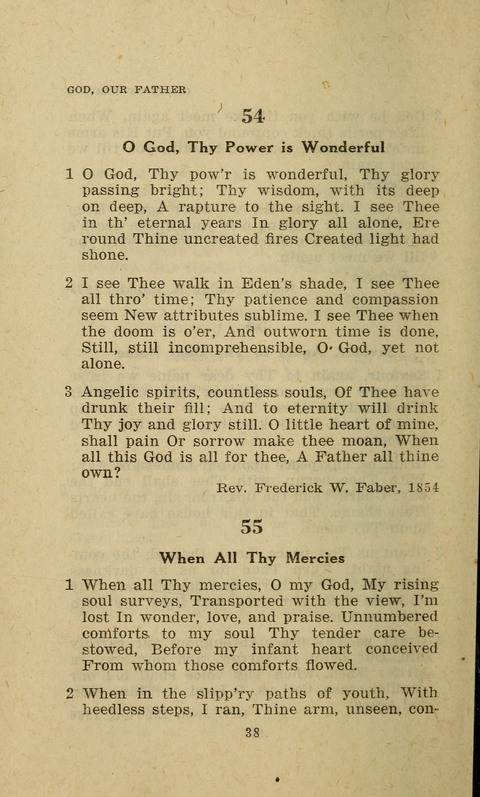 The Evangelical Hymnal. Text edition page 38