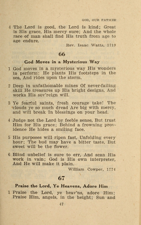 The Evangelical Hymnal. Text edition page 47