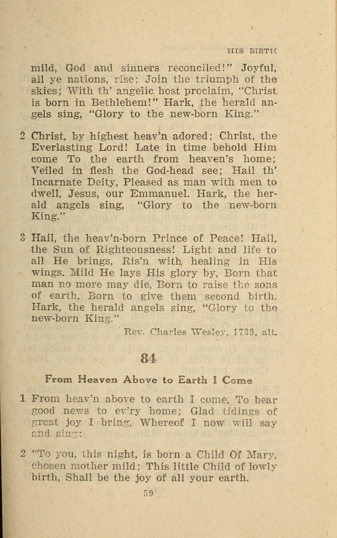 The Evangelical Hymnal. Text edition page 59