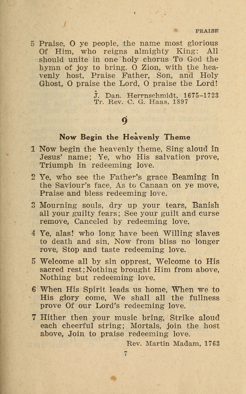 The Evangelical Hymnal. Text edition page 7