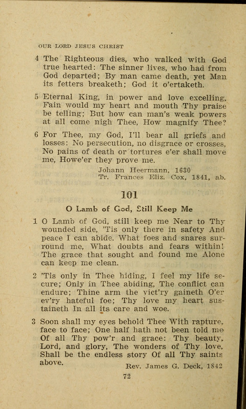 The Evangelical Hymnal. Text edition page 72