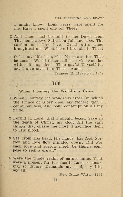 The Evangelical Hymnal. Text edition page 77