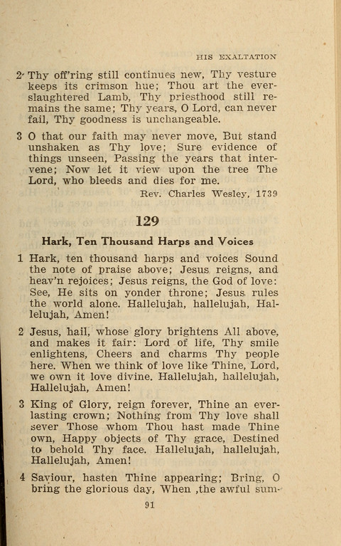 The Evangelical Hymnal. Text edition page 91