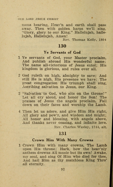 The Evangelical Hymnal. Text edition page 92