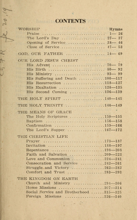 The Evangelical Hymnal. Text edition page vi