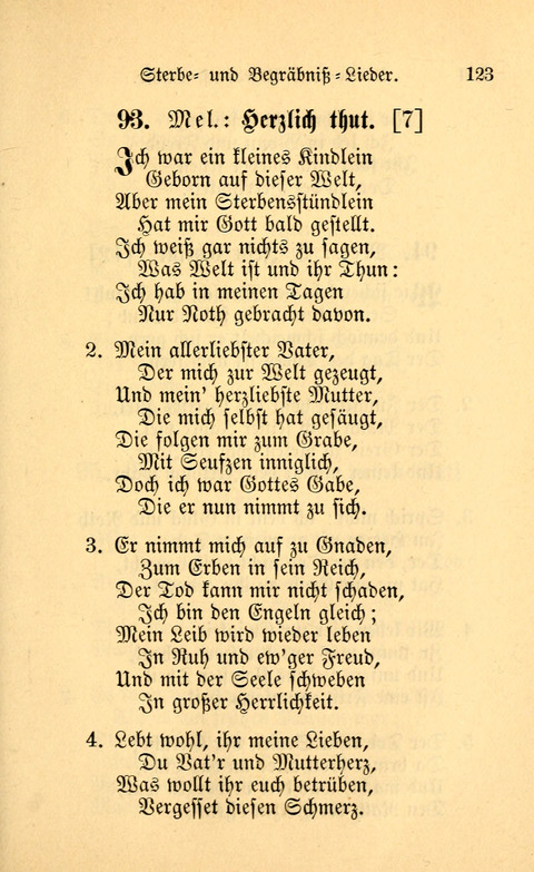 Eine Kleine Lieder-Sammlung: zum Allgemeinen Gebrauch des Wahren Gottes- dienstes, für die Gemeinde Gottes page 123