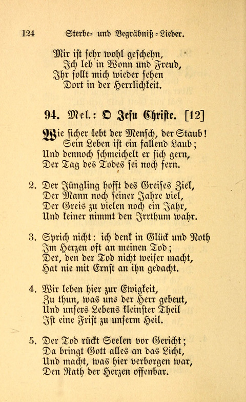 Eine Kleine Lieder-Sammlung: zum Allgemeinen Gebrauch des Wahren Gottes- dienstes, für die Gemeinde Gottes page 124