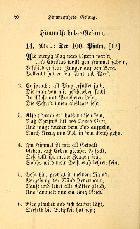 Eine Kleine Lieder-Sammlung: zum Allgemeinen Gebrauch des Wahren Gottes- dienstes, für die Gemeinde Gottes page 20