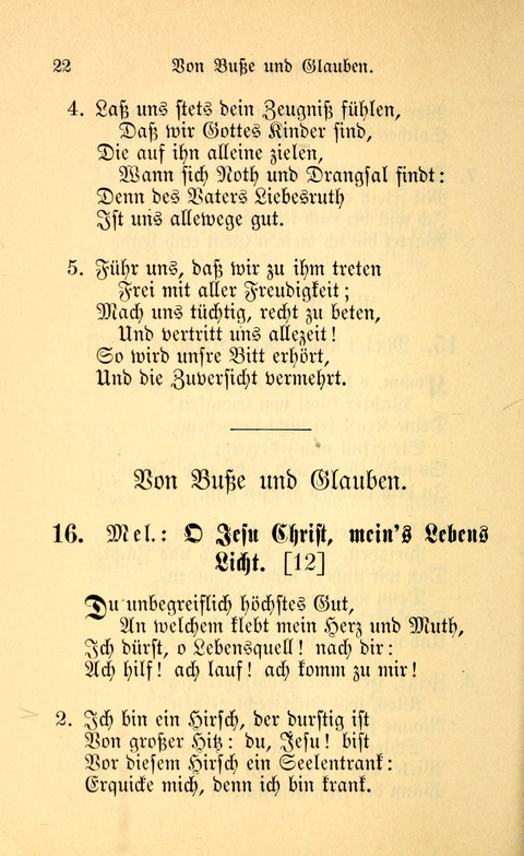 Eine Kleine Lieder-Sammlung: zum Allgemeinen Gebrauch des Wahren Gottes- dienstes, für die Gemeinde Gottes page 22