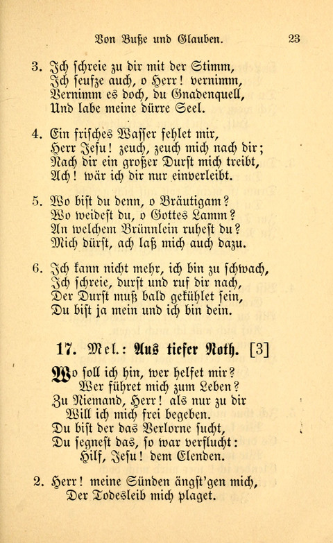 Eine Kleine Lieder-Sammlung: zum Allgemeinen Gebrauch des Wahren Gottes- dienstes, für die Gemeinde Gottes page 23