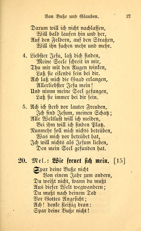 Eine Kleine Lieder-Sammlung: zum Allgemeinen Gebrauch des Wahren Gottes- dienstes, für die Gemeinde Gottes page 27
