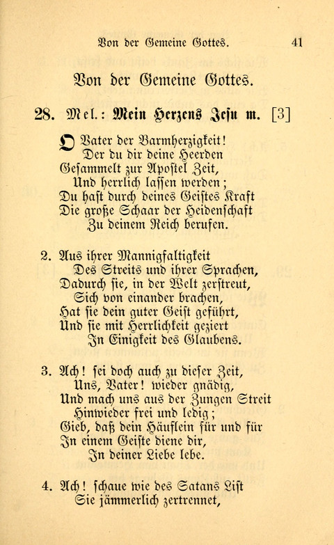 Eine Kleine Lieder-Sammlung: zum Allgemeinen Gebrauch des Wahren Gottes- dienstes, für die Gemeinde Gottes page 41