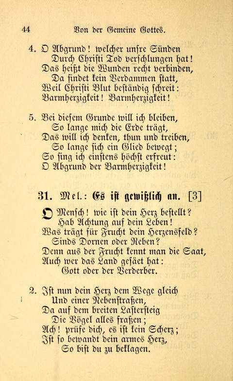 Eine Kleine Lieder-Sammlung: zum Allgemeinen Gebrauch des Wahren Gottes- dienstes, für die Gemeinde Gottes page 44