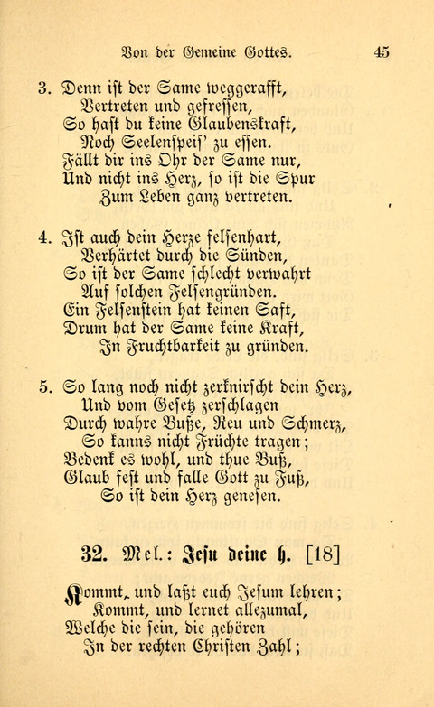 Eine Kleine Lieder-Sammlung: zum Allgemeinen Gebrauch des Wahren Gottes- dienstes, für die Gemeinde Gottes page 45