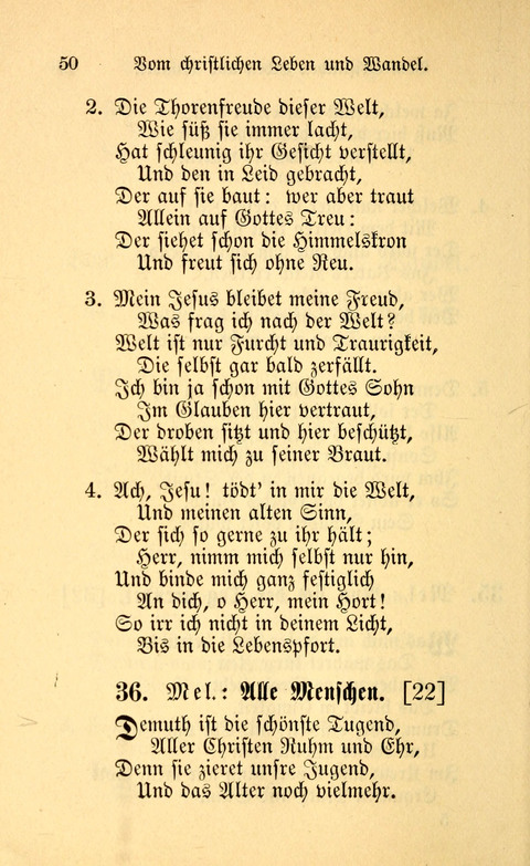 Eine Kleine Lieder-Sammlung: zum Allgemeinen Gebrauch des Wahren Gottes- dienstes, für die Gemeinde Gottes page 50