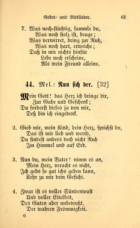 Eine Kleine Lieder-Sammlung: zum Allgemeinen Gebrauch des Wahren Gottes- dienstes, für die Gemeinde Gottes page 61