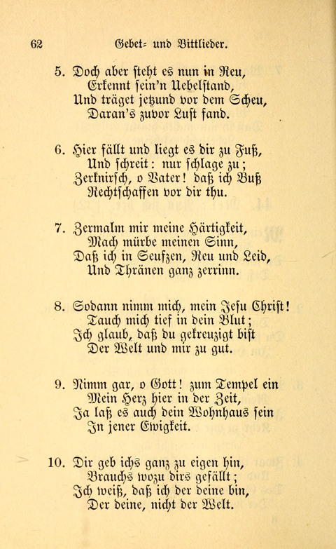 Eine Kleine Lieder-Sammlung: zum Allgemeinen Gebrauch des Wahren Gottes- dienstes, für die Gemeinde Gottes page 62