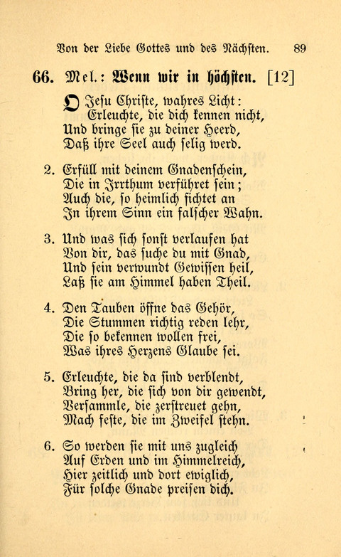 Eine Kleine Lieder-Sammlung: zum Allgemeinen Gebrauch des Wahren Gottes- dienstes, für die Gemeinde Gottes page 89