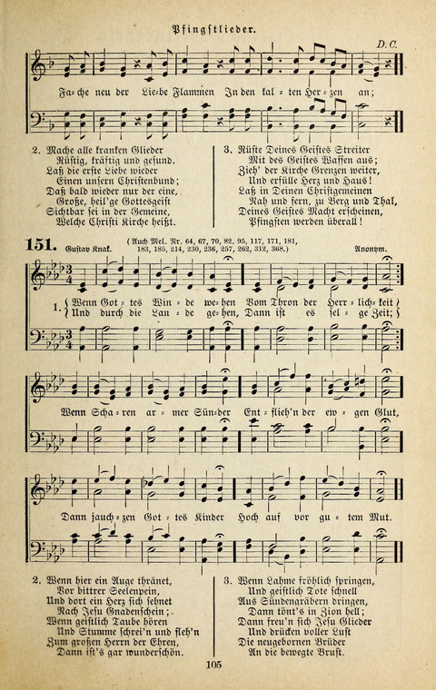 Evangelischer Liederschatz: eine Auswahl der bekanntesten Kernlieder für Sonntags-Schule, Vereine und Gottesdienste (2. Auflage) page 105