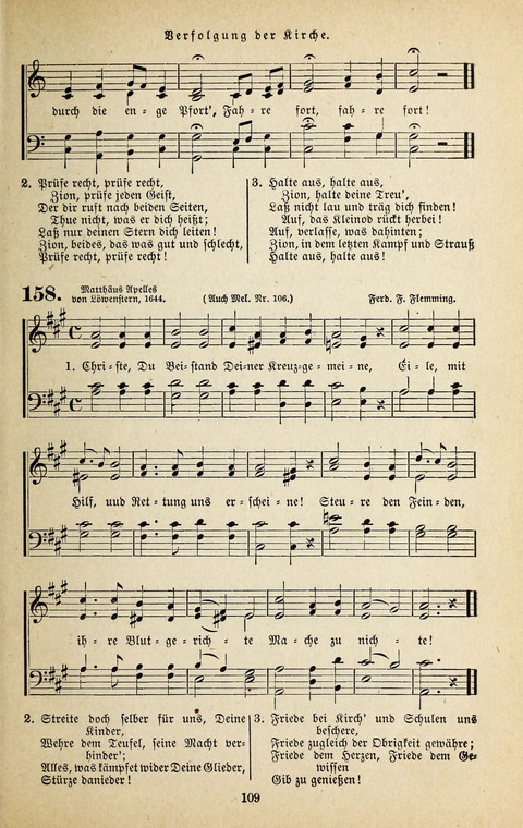 Evangelischer Liederschatz: eine Auswahl der bekanntesten Kernlieder für Sonntags-Schule, Vereine und Gottesdienste (2. Auflage) page 109