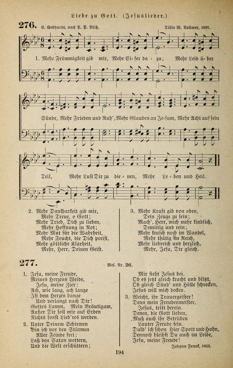 Evangelischer Liederschatz: eine Auswahl der bekanntesten Kernlieder für Sonntags-Schule, Vereine und Gottesdienste (2. Auflage) page 194