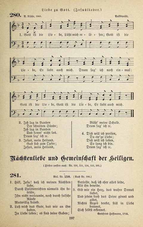 Evangelischer Liederschatz: eine Auswahl der bekanntesten Kernlieder für Sonntags-Schule, Vereine und Gottesdienste (2. Auflage) page 197