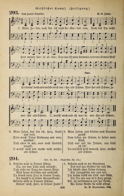 Evangelischer Liederschatz: eine Auswahl der bekanntesten Kernlieder für Sonntags-Schule, Vereine und Gottesdienste (2. Auflage) page 206