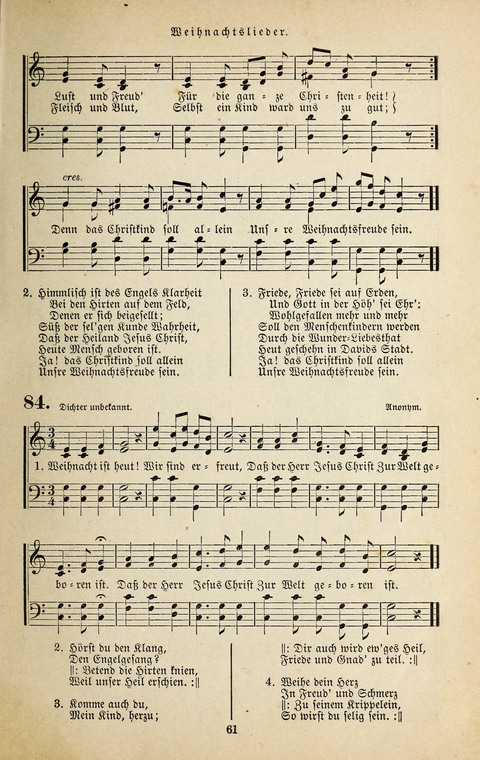 Evangelischer Liederschatz: eine Auswahl der bekanntesten Kernlieder für Sonntags-Schule, Vereine und Gottesdienste (2. Auflage) page 61