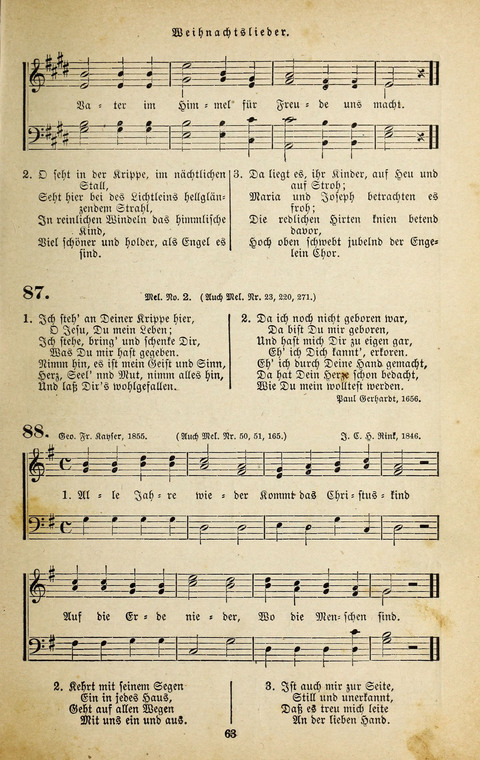 Evangelischer Liederschatz: eine Auswahl der bekanntesten Kernlieder für Sonntags-Schule, Vereine und Gottesdienste (2. Auflage) page 63