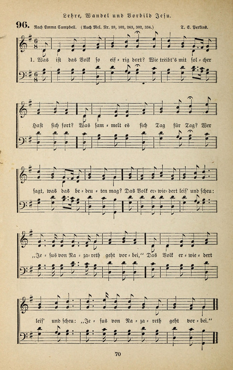 Evangelischer Liederschatz: eine Auswahl der bekanntesten Kernlieder für Sonntags-Schule, Vereine und Gottesdienste (2. Auflage) page 70