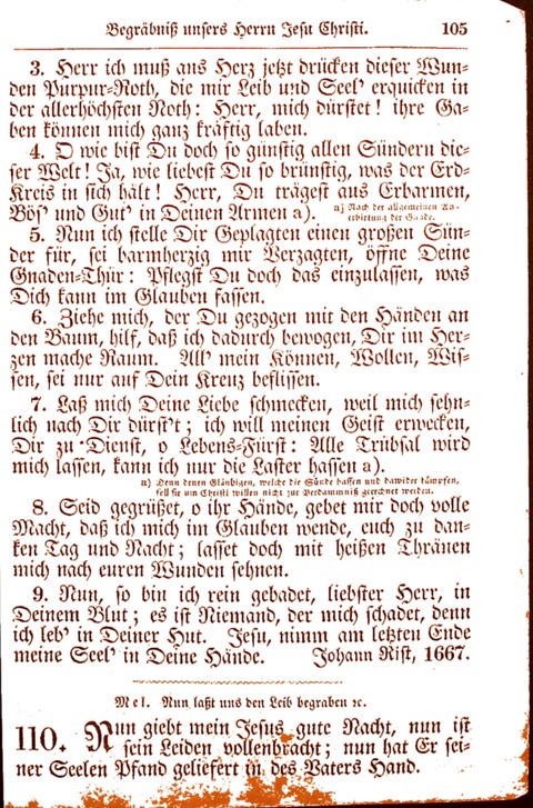 Evangelisch-Lutherisches Gesang-Buch: worin die gebräuchlichsten alten Kirchen-Lieder Dr. M. Lutheri und anderer reinen lehrer und zeugen Gottes, zur Befoerderung der wahren ... (2. verm. Aus.) page 105