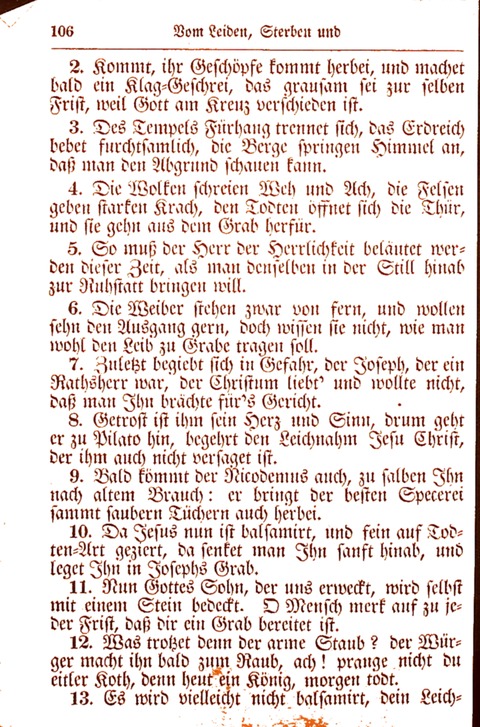 Evangelisch-Lutherisches Gesang-Buch: worin die gebräuchlichsten alten Kirchen-Lieder Dr. M. Lutheri und anderer reinen lehrer und zeugen Gottes, zur Befoerderung der wahren ... (2. verm. Aus.) page 106