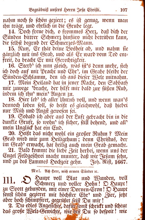 Evangelisch-Lutherisches Gesang-Buch: worin die gebräuchlichsten alten Kirchen-Lieder Dr. M. Lutheri und anderer reinen lehrer und zeugen Gottes, zur Befoerderung der wahren ... (2. verm. Aus.) page 107