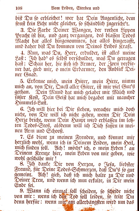 Evangelisch-Lutherisches Gesang-Buch: worin die gebräuchlichsten alten Kirchen-Lieder Dr. M. Lutheri und anderer reinen lehrer und zeugen Gottes, zur Befoerderung der wahren ... (2. verm. Aus.) page 108