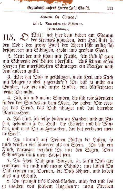 Evangelisch-Lutherisches Gesang-Buch: worin die gebräuchlichsten alten Kirchen-Lieder Dr. M. Lutheri und anderer reinen lehrer und zeugen Gottes, zur Befoerderung der wahren ... (2. verm. Aus.) page 111