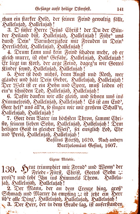 Evangelisch-Lutherisches Gesang-Buch: worin die gebräuchlichsten alten Kirchen-Lieder Dr. M. Lutheri und anderer reinen lehrer und zeugen Gottes, zur Befoerderung der wahren ... (2. verm. Aus.) page 141